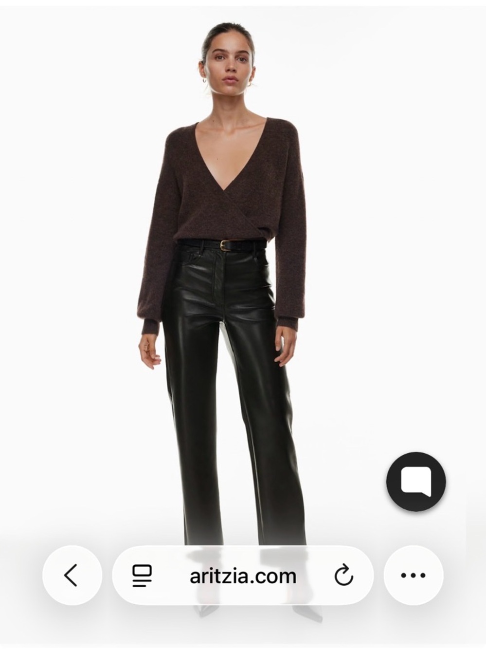Aritzia Black Faux Leather Melina Straight-Leg Pants